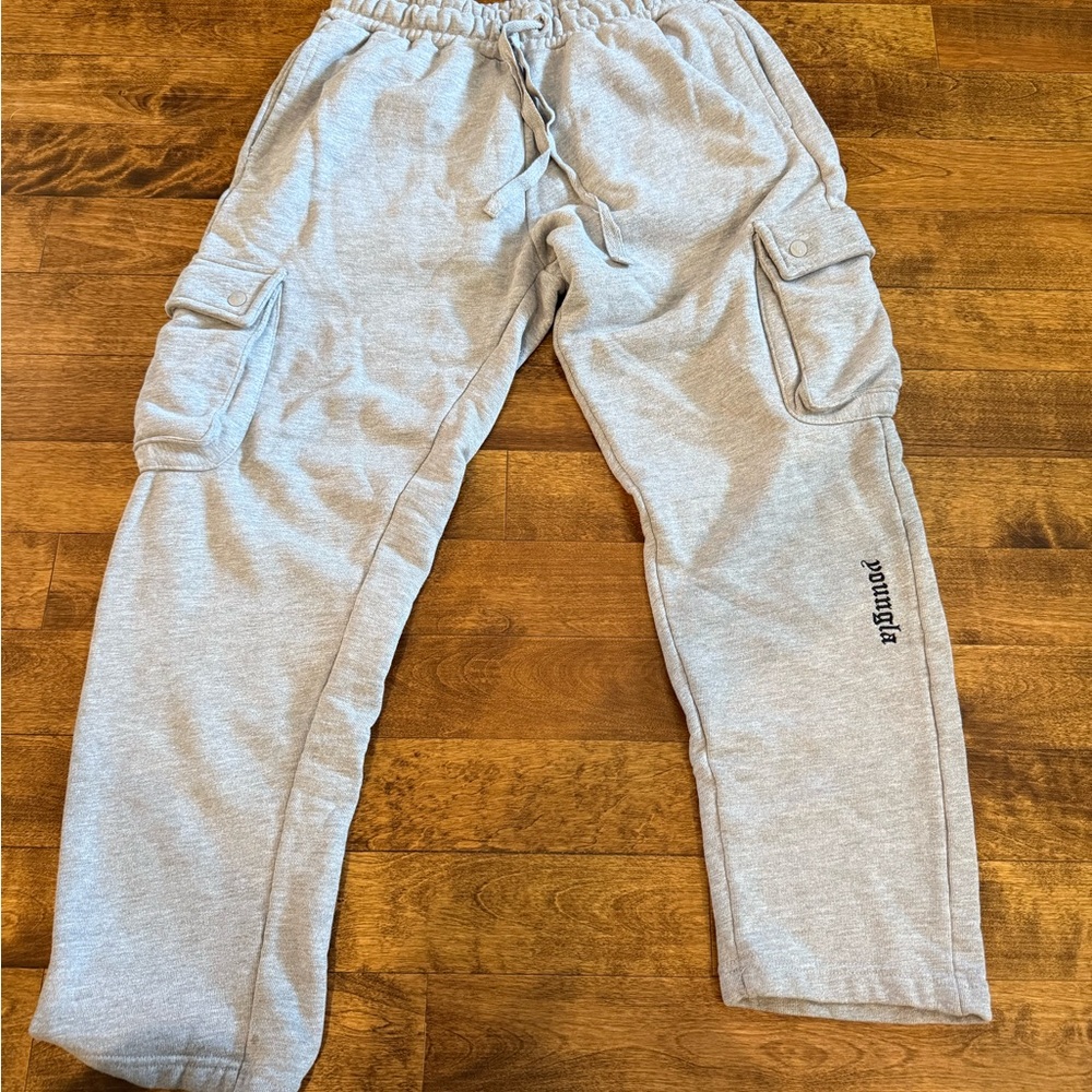 YOUNGLA Men's Gray Cargo Pants